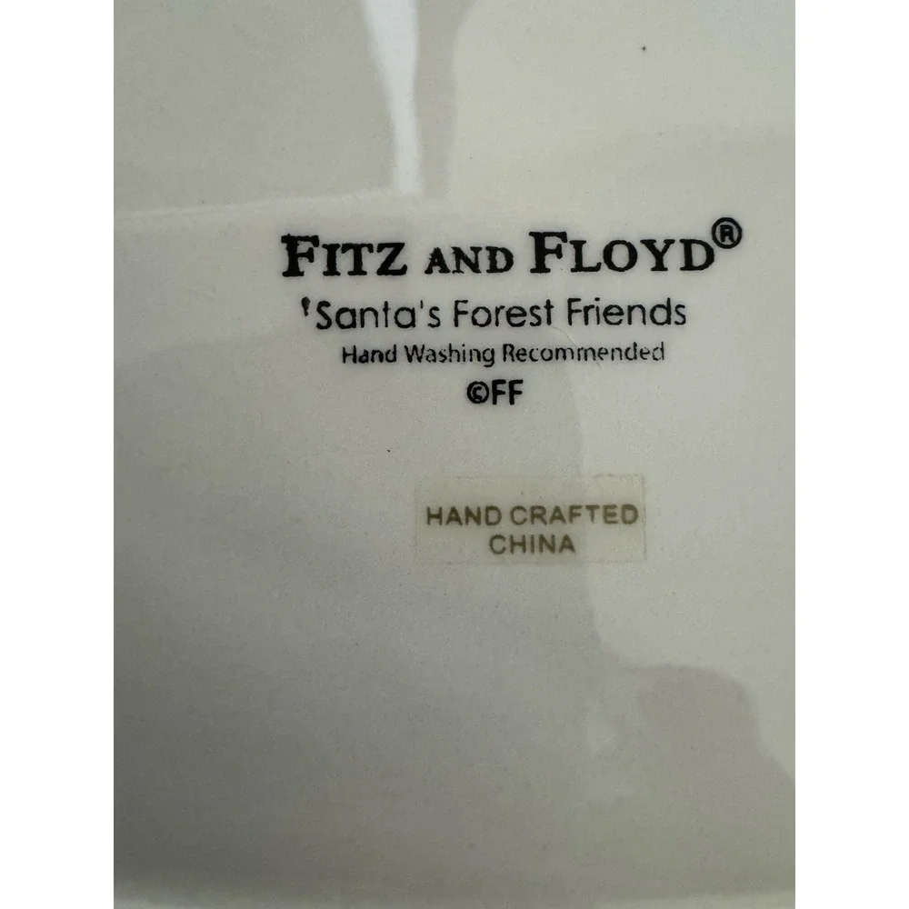 Fitz and Floyd Santa's Forest Friends Joy Sentiment Tray Christmas Bird Platter